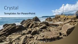  Presentation with america canada - PPT theme featuring ocean-beach-with-waves background and a light blue colored foreground