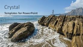  Presentation with america canada - Slide deck featuring ocean-beach-with-waves background and a light blue colored foreground