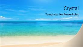  Presentation with tropical - Colorful theme enhanced with ocean blue - beach and beautiful tropical sea backdrop and a light blue colored foreground