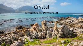  Presentation with space colony - Presentation theme having ocean boulders penguin colony background and a light blue colored foreground