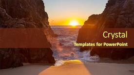  Presentation with california - PPT layouts featuring ocean-cliffs-at-the-sunset background and a tawny brown colored foreground