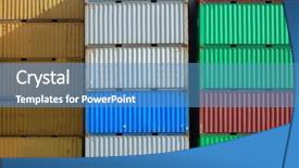  Presentation with cargo - Presentation design featuring ocean containers - colorful cargo container background and a teal colored foreground