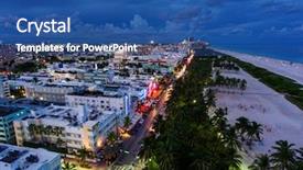  Presentation with miami beach - Slides featuring ocean drive and south beach background and a ocean colored foreground