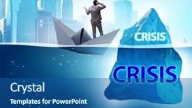  Presentation with iceberg - Slide set consisting of ocean economy - crisis concept with businessman background and a ocean colored foreground