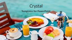  Presentation with luxury resort - Audience pleasing theme consisting of ocean edge in a luxury backdrop and a light blue colored foreground