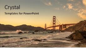  Presentation with san francisco - PPT theme with ocean engineering - golden gate bridge in san background and a coral colored foreground