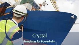  Presentation with container terminal - Amazing presentation having ocean engineering - rear view of a man backdrop and a ocean colored foreground