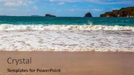  Presentation with sand ocean - Theme enhanced with ocean-evening-inflow-seagull-jumps background and a coral colored foreground