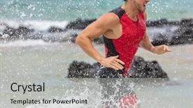  Presentation with water ocean - Slide set consisting of ocean finishing swim competition background and a light gray colored foreground