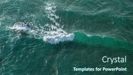  Presentation with rocky shore - PPT theme having ocean-foamy-waves-approaching-rocky background and a ocean colored foreground