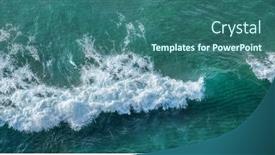  Presentation with rocky shore - Presentation theme enhanced with ocean-foamy-waves-approaching-rocky background and a ocean colored foreground