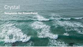  Presentation with rocky shore - Presentation design having ocean-foamy-waves-approaching-rocky background and a gray colored foreground