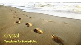  Presentation with footprints sand - Presentation design with ocean footprints background and a tawny brown colored foreground