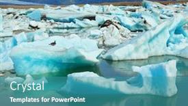  Presentation with cold water - Beautiful PPT theme featuring ocean-ice-lagoon-yokulsarlon-azure backdrop and a teal colored foreground