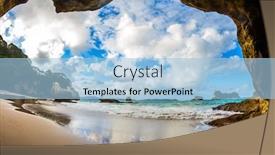  Presentation with pacific - Colorful theme enhanced with ocean-inflow-begins-at-sunset backdrop and a light blue colored foreground