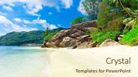  Presentation with maya bay - Colorful theme enhanced with ocean island sand beach - bay palms tranquility backdrop and a  colored foreground