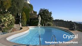  Presentation with swimming pool - PPT layouts consisting of ocean lounge escada - swimming pool on the french background and a teal colored foreground