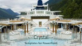  Presentation with cruise ship - Presentation design having ocean lounge escada - vacation cruise ship main top background and a light blue colored foreground