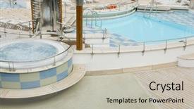  Presentation with cruise ship - Presentation featuring ocean lounge escada - vacation cruise ship main top background and a light gray colored foreground