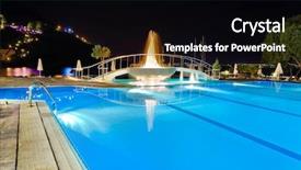  Presentation with water fountain - PPT theme featuring ocean lounge escada - water pool and fountain background and a black colored foreground