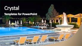  Presentation with water fountain - Slide set featuring ocean lounge escada - water pool and fountain background and a  colored foreground