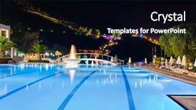  Presentation with water fountain - Slide deck with ocean lounge escada - water pool and fountain background and a black colored foreground