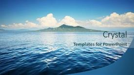  Presentation with green blue waves - Beautiful PPT theme featuring ocean mountains - blue sea with waves backdrop and a light blue colored foreground