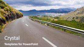  Presentation with mountain view - Slides featuring ocean mountains - curve of road in mountain background and a  colored foreground