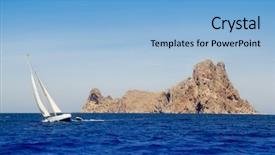  Presentation with sailboat - Cool new PPT layouts with ocean mountains - ibiza sailboat in es vedra backdrop and a  colored foreground