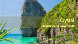  Presentation with hydrologic sea level rise - PPT theme having ocean mountains - idyllic island sea cliffs background and a  colored foreground