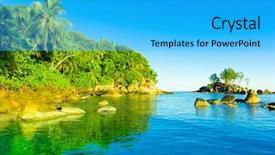  Presentation with tiger in a jungle - Beautiful presentation theme featuring ocean mountains - jungle panorama palms backdrop and a  colored foreground