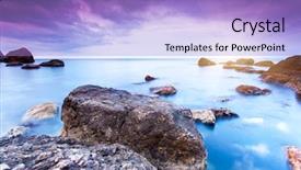  Presentation with sunset - Cool new PPT layouts with ocean mountains - majestic summer sunset backdrop and a light blue colored foreground