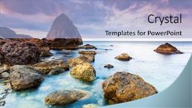  Presentation with sunset - Cool new slide deck with ocean mountains - majestic summer sunset backdrop and a light blue colored foreground