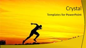  Presentation with helping man mountain - PPT theme enhanced with ocean mountains - man running down the mountain background and a light gray colored foreground