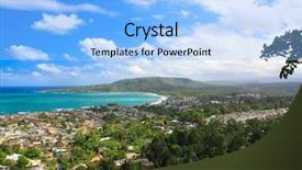  Presentation with panoramic - PPT theme featuring ocean mountains - panoramic view of baracoa background and a light blue colored foreground