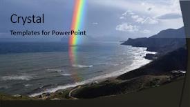  Presentation with sea rainbow - Cool new PPT theme with ocean mountains - sea rainbow after the storm backdrop and a light blue colored foreground