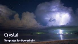  Presentation with lightning - Amazing PPT theme having ocean night - lightning above the sea thailand backdrop and a wine colored foreground