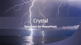  Presentation with lightning - Colorful PPT theme enhanced with ocean night - summer storm beginning with lightning backdrop and a ocean colored foreground