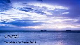  Presentation with blue night - Colorful theme enhanced with ocean night - sunset in the sea backdrop and a light blue colored foreground