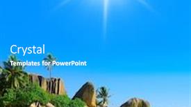  Presentation with peaceful - Presentation featuring ocean paradise peaceful seascape background and a gray colored foreground