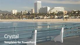  Presentation with beach ball sand dunes - Audience pleasing slide deck consisting of ocean park - view of santa monica beach backdrop and a gray colored foreground