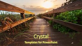  Presentation with path - Beautiful theme featuring ocean path - boardwalk on beach backdrop and a tawny brown colored foreground