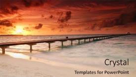  Presentation with sunset coast of the sea - Cool new slides with ocean path - gorgeous sunset over the sea backdrop and a soft green colored foreground