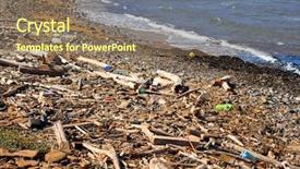  Presentation with ocean pollution - Beautiful PPT theme featuring ocean pollution - lot of garbage garbage backdrop and a violet colored foreground