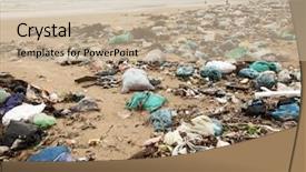  Presentation with garbage - Presentation design having ocean pollution - spontaneous garbage dump background and a mint green colored foreground