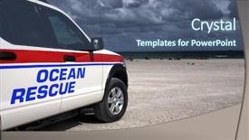  Presentation with rescue - Amazing presentation theme having ocean rescue vehicle backdrop and a ocean colored foreground