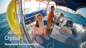  Presentation with tropical - Slide deck consisting of ocean rig - young team sails background and a ocean colored foreground