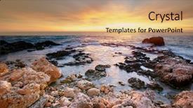  Presentation with art seascape nature sea - Theme featuring sunbeams over seaweed at a lake beach background and a light blue colored foreground