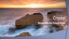  Presentation with beautiful nature - Cool new theme with ocean rocks - beautiful seascape sea and rock backdrop and a tawny brown colored foreground