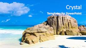  Presentation with tide - PPT theme featuring ocean rocks - getaway tide stones background and a cobalt blue colored foreground